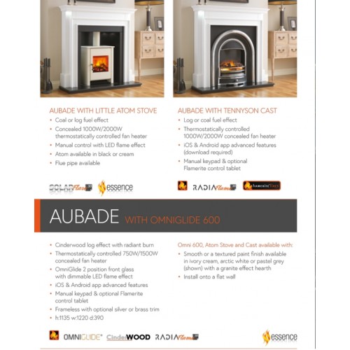 Flame Essence Aubade With Tennyson Cast Electric Fire